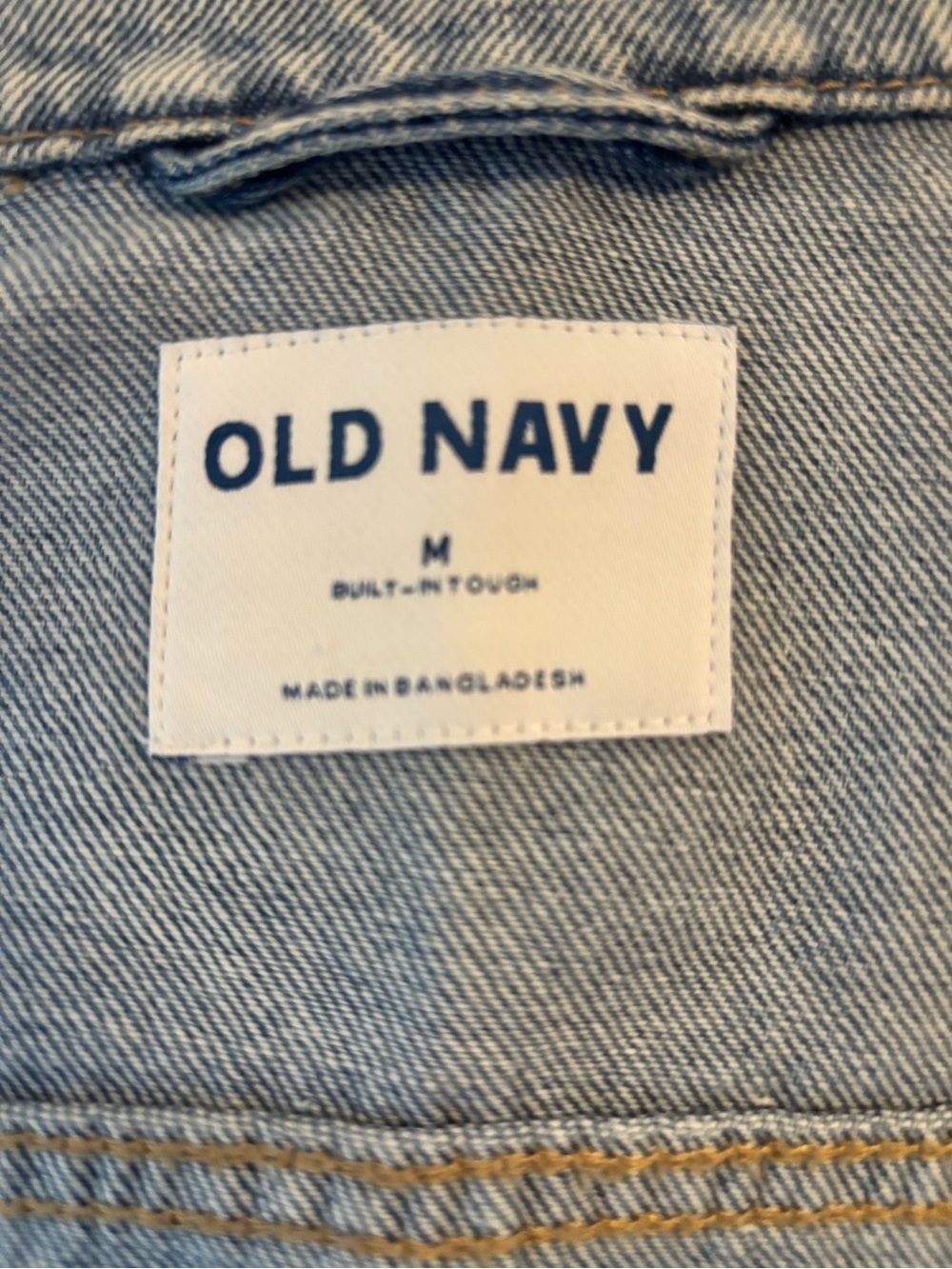 Old Navy Men's Light Wash Distressed Denim Jacket | Classic Trucker Jean Coat - Picture 5 of 7